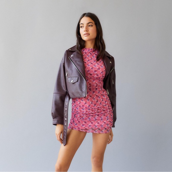 Urban Outfitters Austin Mesh Sleeveless Mini Dress Pink Floral - Picture 1 of 9